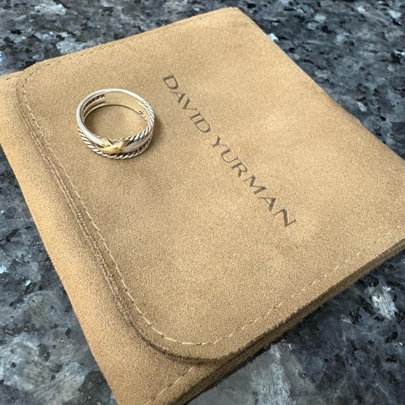 David Yurman Jewelry - David Yurman X Crossover Band Ring Sterling Silver 18K Yellow Gold, 6mm, size 7